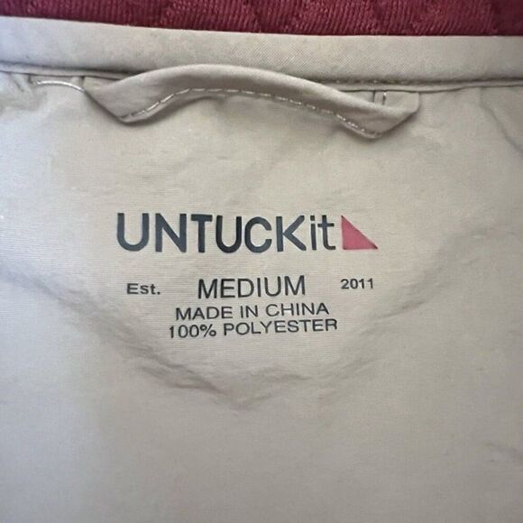 Untuckit Red Sweater Men's Medium Snap Pullover Carufe Quilted Casual Fleece - Picture 5 of 8